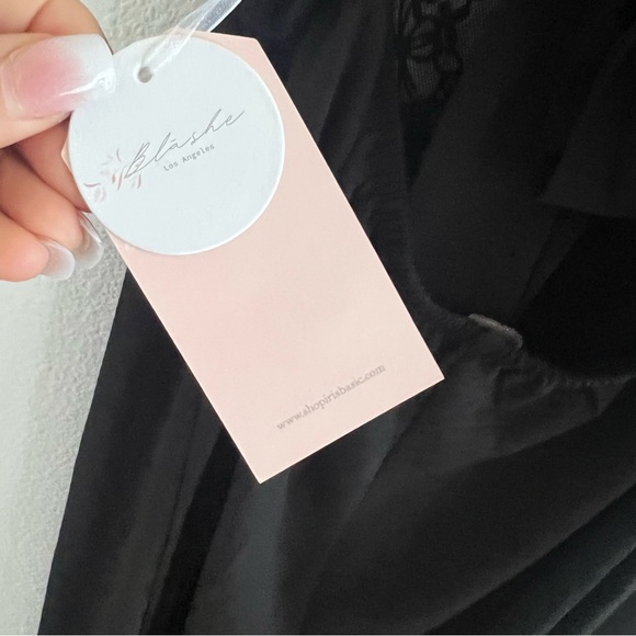 NWT Blashe Black Romper Lace Midriff Wide Leg Small - Picture 9 of 9